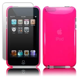 IPOD TOUCH 3 SUPER SLIM FLEX CRYSTAL - HOT PINK WITH SCREEN PROTECTOR PART OF THE QUBITS ACCESSORIES RANGE