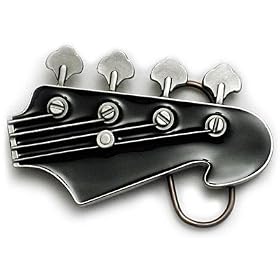 BASS GUITAR HEAD BLACK Belt Buckle