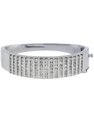 14k White Gold 5.68 Carat Round Channel Set Diamond Bangle Bracelet