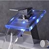 Modern Single Handle Waterfall Bathroom Vanity Vessel Sink LED Faucet, Chrome