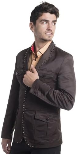 Vassari Men's Studded Utility Blazer Coffee XL