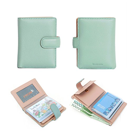 Natural Leather Latte Mini Slim Wallet Women Useful Multi Card Wallets Small Purse (Sky Blue)