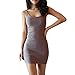 ReachMe Womens Basic Stretchy Cami Slip Dress Tunic Bodycon Strap Long Tank Top
