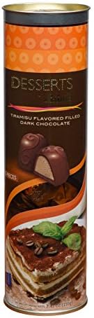 Laima Dreamy Desserts - Tiramisu Flavored Filled Dark Chocolate Truffles (Tube of 15 Pieces) 7.41 Oz