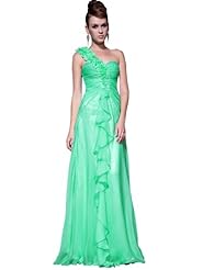 A-line Chiffon One Shoulder Pleated Beaded Sequined Club Dress/Evening Dress/Party Dress 