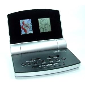 Radio Controlled Bedside folding Travel Alarm Clock with Digital Photo Frame