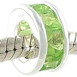 Princess Cut Peridot Green Colored CZ 925 Sterling Silver Bead fits European Charm Bracelet