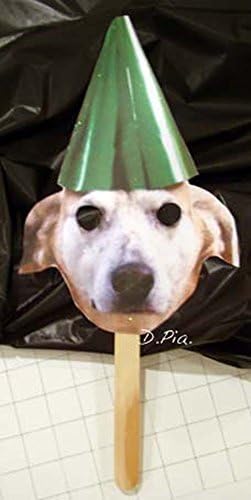 Halloween or Party costume favors/gifts Dog Mask Handmade D. Pia. Original Art "Party Dog"
