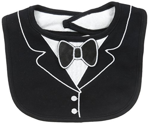 Frenchie Mini Couture Tuxedo Bib with 3D Applique, Black
