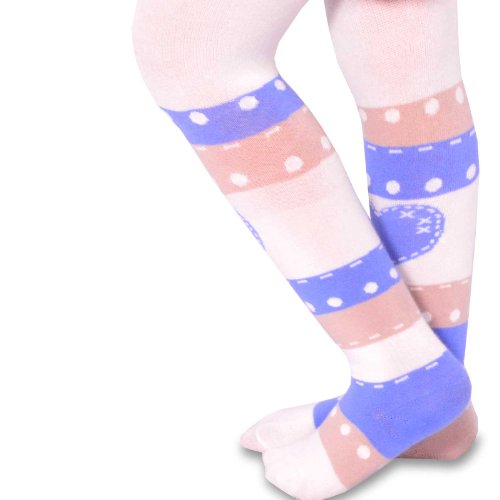 Naartjie Girls Cotton Fashion Tights - Stripes with Heart