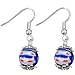 Round Blue And Red Millefiori Murano Glass Earrings