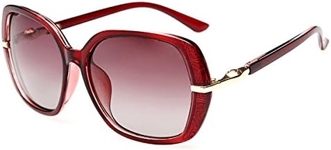 Holly Store Women's Metal Frame Colored Lens UV Protection Sunglasses Claret-red