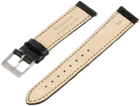 Artisan of Italy CITPD400-0117MR Men's Dress Padded Crocodile 17mm Black Watch Strap