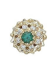14 Karat Gold Slide with Emerald center and Diamond accents GS087-E-D