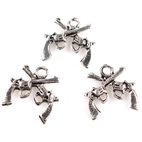 40x Charms Double Guns Antique Silver Alloy Jewelry Making Findings Accessory