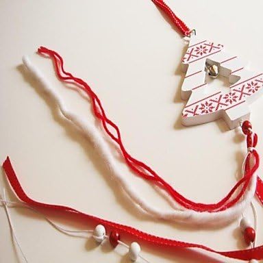 LLSai- Christmas Hanging White Tree Shape Long 1 PC MDF Materiels for Christmas Decorations