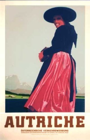 1930's Art Deco Austria Original Vintage Austrian Antique Advertising Travel Poster by Artist Hans Wagula