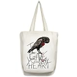 Raven Heart Goth Valentine Crow Bird Art Open Top Tote Bag