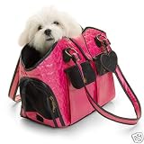 Dog Pet Faux Leather Pink Tote Carrier