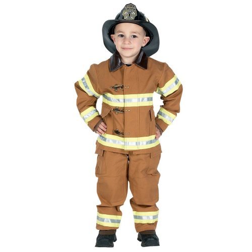 Jr. Fire Fighter Suit Tan Child Halloween Costume Medium 8-10