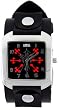 Cross Black Trendy Design Square Steel Black Red Cross Numbered Case Punk Rocker Wide Black Leather Wristband