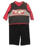 BT Kids Train Sweater Vest With Red Turtleneck And Navy Corduroy Pants, Grey