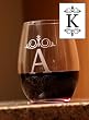 Set of 4 Etched Monogram 16 oz. Stemless Wine Glasses - K Set of 4 Etched Monogram 16 oz. Stemless Wine Glasses - K
