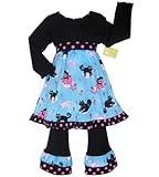 New Girls Kitty Cats & Dots Dress & Pant Outfit