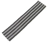 Anna Perrone Black & Silver Striped Wide Beaded Glass Bracelet Finished with .925 Sterling Silver