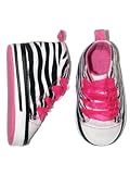 Zebra Soft Sole High-Top Baby Girl Sneakers with Organza Laces by Vitamins Baby