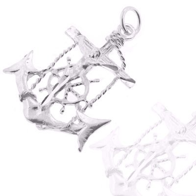 925 Sterling Silver Jewelry, Charm with Anchor Cross Design, Adjustable Fit, Plus Free Special Gift Pouch