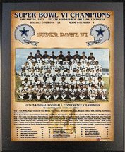 1971 Dallas Cowboys Super Bowl VI Champions 11 x 13 Plaque from Healy Pro