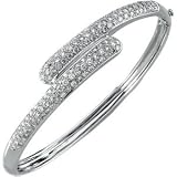 14K White Gold Diamond Bangle Bracelet