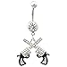 316L Surgical Steel 14G Western Cowgirl Clear Crystal Double Revolver Pistol Gun Dangle Belly Navel Ring
