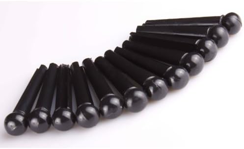 Black Bridge Pins Set of 12 Plastic Fits Most Acoustic Guitar