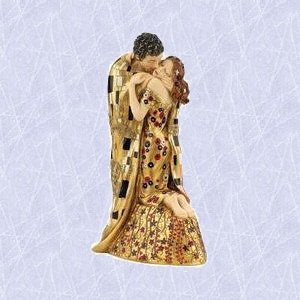 Art Nouveau style sculpture lovers romantic kiss statue