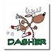 3dRose ht_103941_1 Cute Running Reindeer Dasher-Iron on Heat Transfer for White Material, 8 by 8-Inch