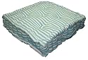 Aqua Blue Thin Stripes Floor Cushion - 100% Cotton - 40 x 40 x 10 cm Square - Indoor - Garden - Dining chair booster Seat Cushion Pad
