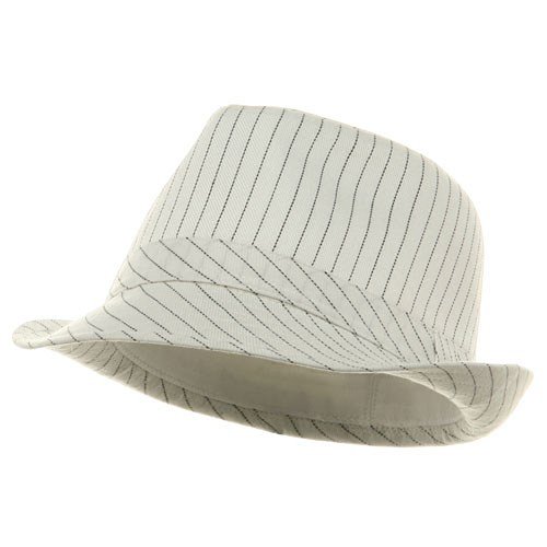 Big Size Pinstripe Fedora Hat-White Black W08S57F