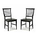 Home Styles Arts and Crafts Black Dining Chair Pair with Slatted Back, Carved Seat, and Stretchers on Each Side