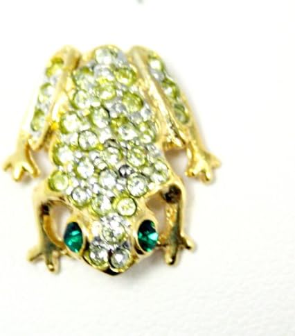 Sparkling Petite Frog Brooch Pin with Rhinestones