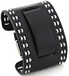 Nemesis Black Wide Leather Cuff Wrist Watch Band