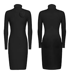 Polyester Cocktail Knee Length Turtleneck Long Sleeves Bodycon Dress/Club Dress/Party Dress 