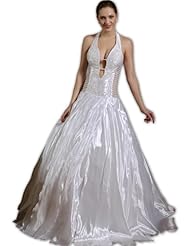 Halter Taffeta Fitted  Lace   Ball Gown  Dress With Ruffles
