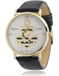 Brinley Co. Nautical Rhinestone Accent Faux Leather Strap Watch
