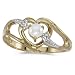 14k Yellow Gold June Birthstone Pearl And Diamond Heart Ring