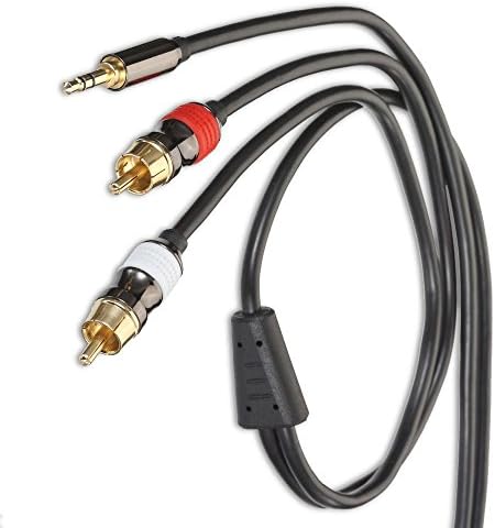 US Cable 25FT 24k Gold Plated Braided 3.5mm AUX Stereo M/M 2-RCA Male Audio Cable Y Cord