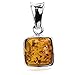 Honey Amber Sterling Silver Small Cubical Pendant