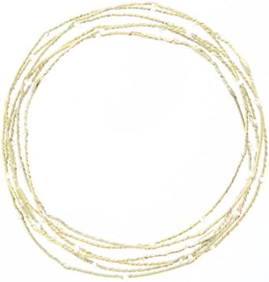 Women's Leila Multi Gold Wire Bracelets with Cream Beads. Set of 6. Attached to One Another.