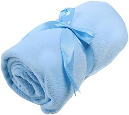 Pack of 12 Pieces Soft Solid Color Fleece Infant Baby Blanket Throw 30 x 40 Best Price - Blue